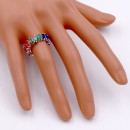 Rhodium Plated with Multi Color CZ Cubic Zirconia Eternity Rings