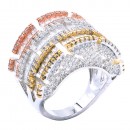 Three Tone Plated with CZ Cubic Zirconia Pave Sized Ring