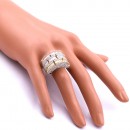 Three Tone Plated with CZ Cubic Zirconia Pave Sized Ring