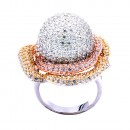 Three Tone Plated With CZ Pave Sized Ring