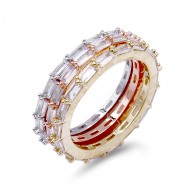 3 Tone Plated with 3 PCS Cubic Zirconia Ring