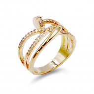 Gold Plated With Nail Shape Cubic Zirconia Ring