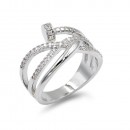 Rhodium Plated With Nail Shape Cubic Zirconia Ring