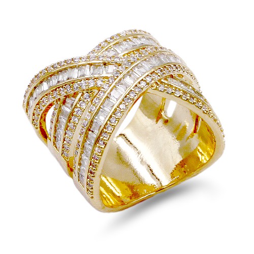 Gold Plated CZ Criss Cross Ring