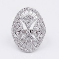 Rhodium Plated with Clear CZ Ring
