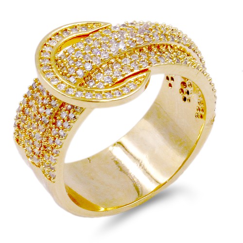 Gold Plated Buckle with CZ Ring