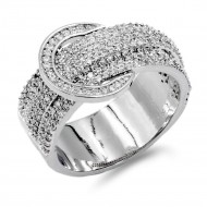 Rhodium Plated Buckle with CZ Ring