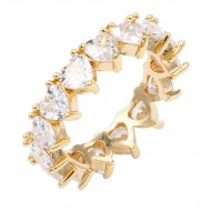 Gold Plated With Clear Heart CZ Rings