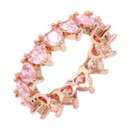Rose Gold Plated With Pink Heart CZ  Eternity Rings