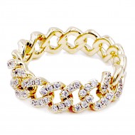 Gold Plated Cuban Link CZ Ring