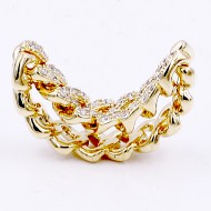 Gold Plated Cuban Link CZ Ring