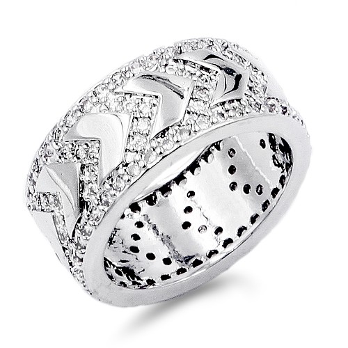 Rhodium Plated with Clear CZ Stone Ring