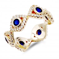 Gold Plated Evil Eye with Blue CZ stone