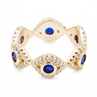 Gold Plated Evil Eye with Blue CZ stone