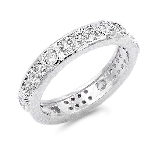 Rhodium Plated CZ Pave Ring