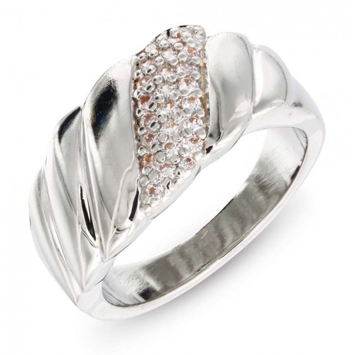 Rhodium Plated Sized Ring with CZ