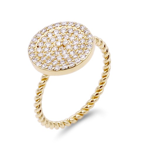 Gold Plated Micro Pave Sized Ring with Clear CZ