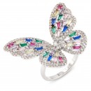Gold Plated With Multi Colr CZ Butterfly Adjustable Rings