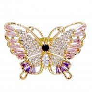 Gold Plated With Multi Color CZ Butterfly Adjustable Rings