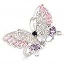Rhodium Plated Butterfly Adjustable Rings with Multi Color CZ
