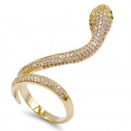 Gold Plated Adjustable Snake Rings with Clear CZ
