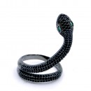 Jet Black Plated Adjustable Snake Rings with Clear CZ