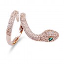 Gold Plated Adjustable Snake Rings with Clear CZ