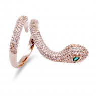 Rose Gold Plated Adjustable Snake Rings with Clear CZ