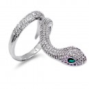 Rhodium Plated Adjustable Snake Rings with Clear CZ