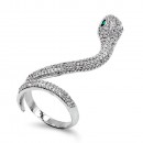 Rhodium Plated Adjustable Snake Rings with Clear CZ