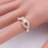 Three Tone Plated With Fine CZ Cubic Zirconia Cocktails Adjustable Rings
