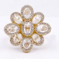 Gold Plated With CZ Flower Adjustable Rings