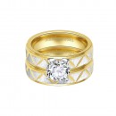 Gold Plated Stainless Steel Wedding Set Rings, Size 7