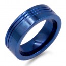 8mm Blue Tone with Stainless Steel Men's Ring