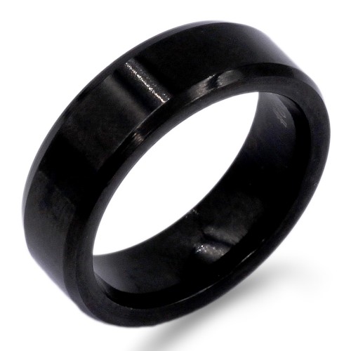 8mm Black Tone Stainless Steel Men's Ring