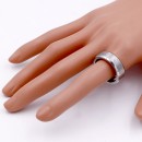 8mm Rhodium Plated with Stainless Steel Men's Ring