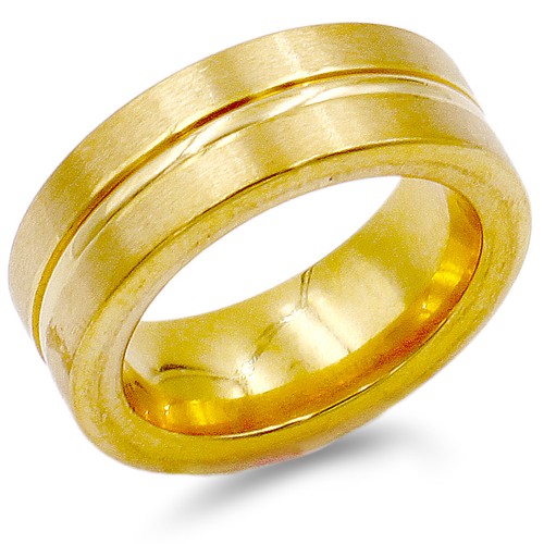 8mm Gold Plated with Stainless Steel Men's Ring