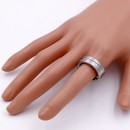 8mm Rhodium Plated with Stainless Steel Men's Ring
