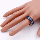8mm Gold Plated With Blue Tone Stainless Steel Men's Ring