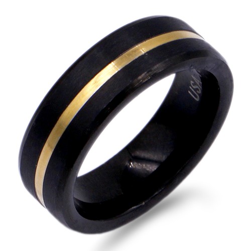 8mm Black Tone Stainless Steel Men's Ring