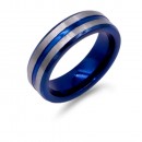 8mm Rhodium Plated With Blue Tone Stainless Steel Men's Ring