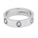 Rhodium Plated Stainless Steel Sized Rings with CZ
