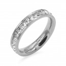 Rhodium Plated Stainless Steel with CZ