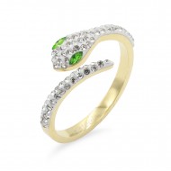 Gold Plated Stainless Steel with Clear CZ Snake Rings