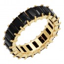 Gold Plated Stainless Steel With Black Color CZ 5MM Ring