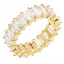 Gold Plated Stainless Steel With Multi Color CZ 5MM Ring