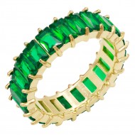 Gold Plated Stainless Steel With Green Color CZ 5MM Ring