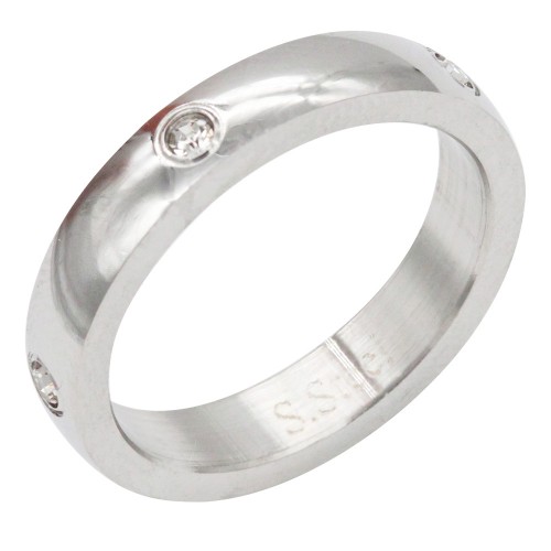 Stainless Steel 4MM CZ Ring  Size #9