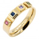 Gold Plated Stainless Steel With Multi Color CZ 5MM Rings, Size 9