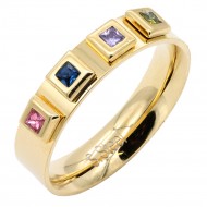 Gold Plated Stainless Steel With Multi Color CZ 5MM Rings, Size 9